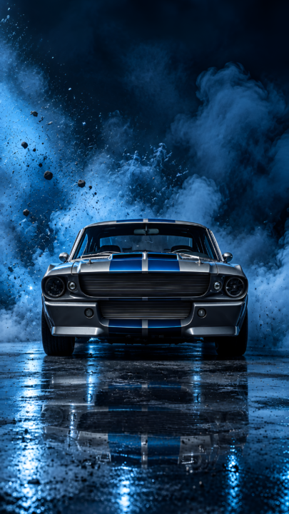 Blue Mustang Muscle Car Blue Smoke 4K Wallpaper 3840x2160 - Free Download