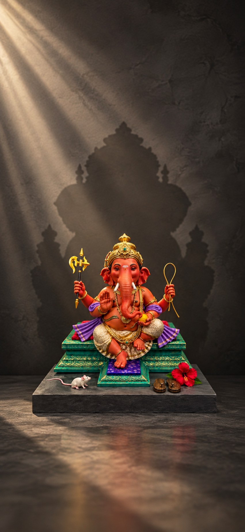 Ganesh Shadow 4K Wallpaper – Divine Sun Rays - pixora4k.com