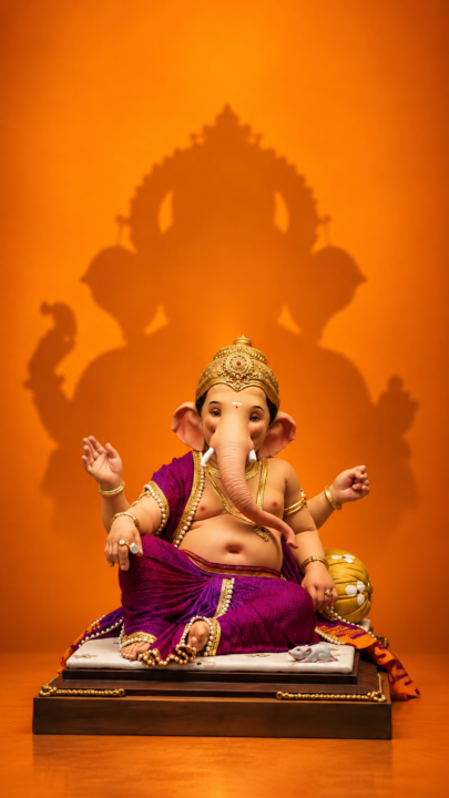 Ganesh Shadow 4K Wallpaper – Orange Ganesha 3840x2160 - Free Download