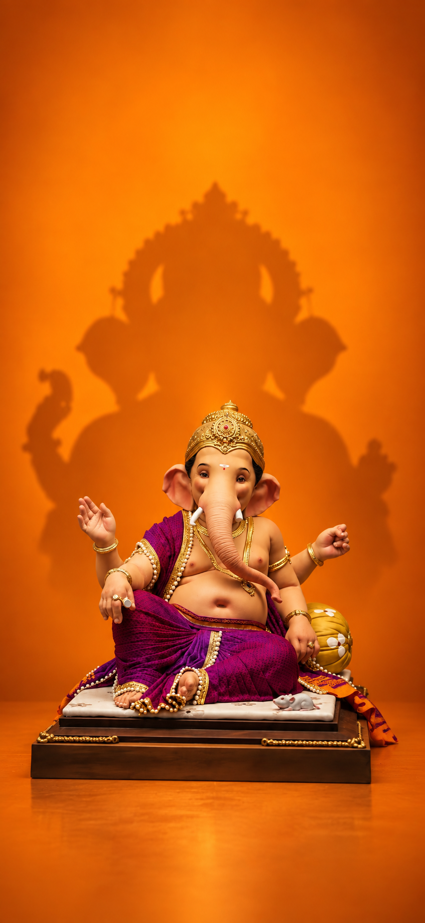 Ganesh Shadow 4K Wallpaper – Orange Ganesha - pixora4k.com