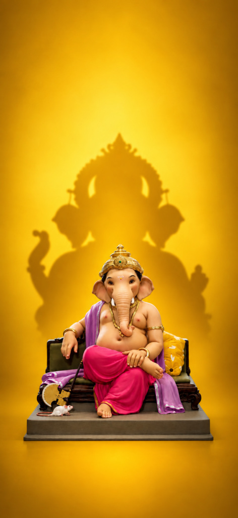 Golden Ganesh Shadow 4K Wallpaper – Divine Ganesha 3840x2160 - Free Download