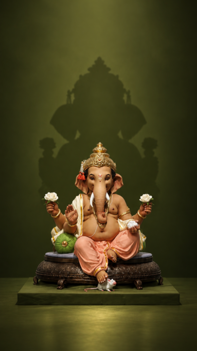 Green Ganesh Shadow 4K Wallpaper – Divine Ganesha 3840x2160 - Free Download