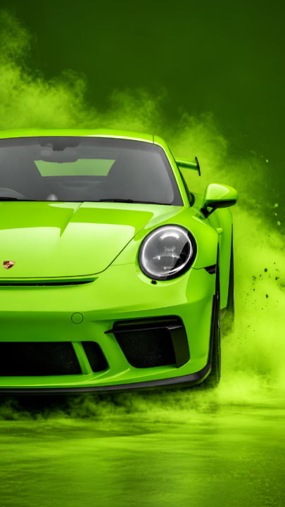 Green Porsche 911 Green Smoke 4K Wallpaper 3840x2160 - Free Download