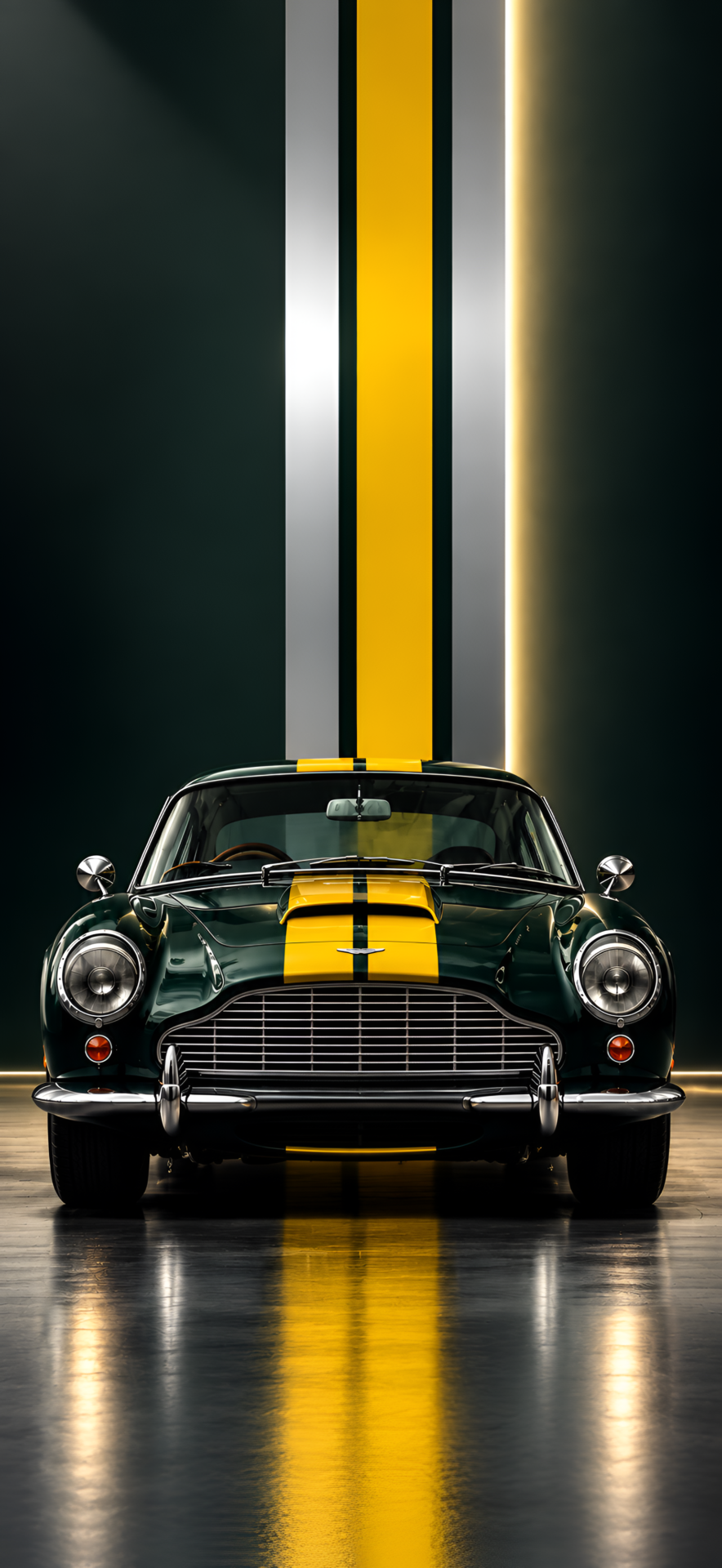 Green & Yellow Classic Sports Car 4K Wallpaper - pixora4k.com