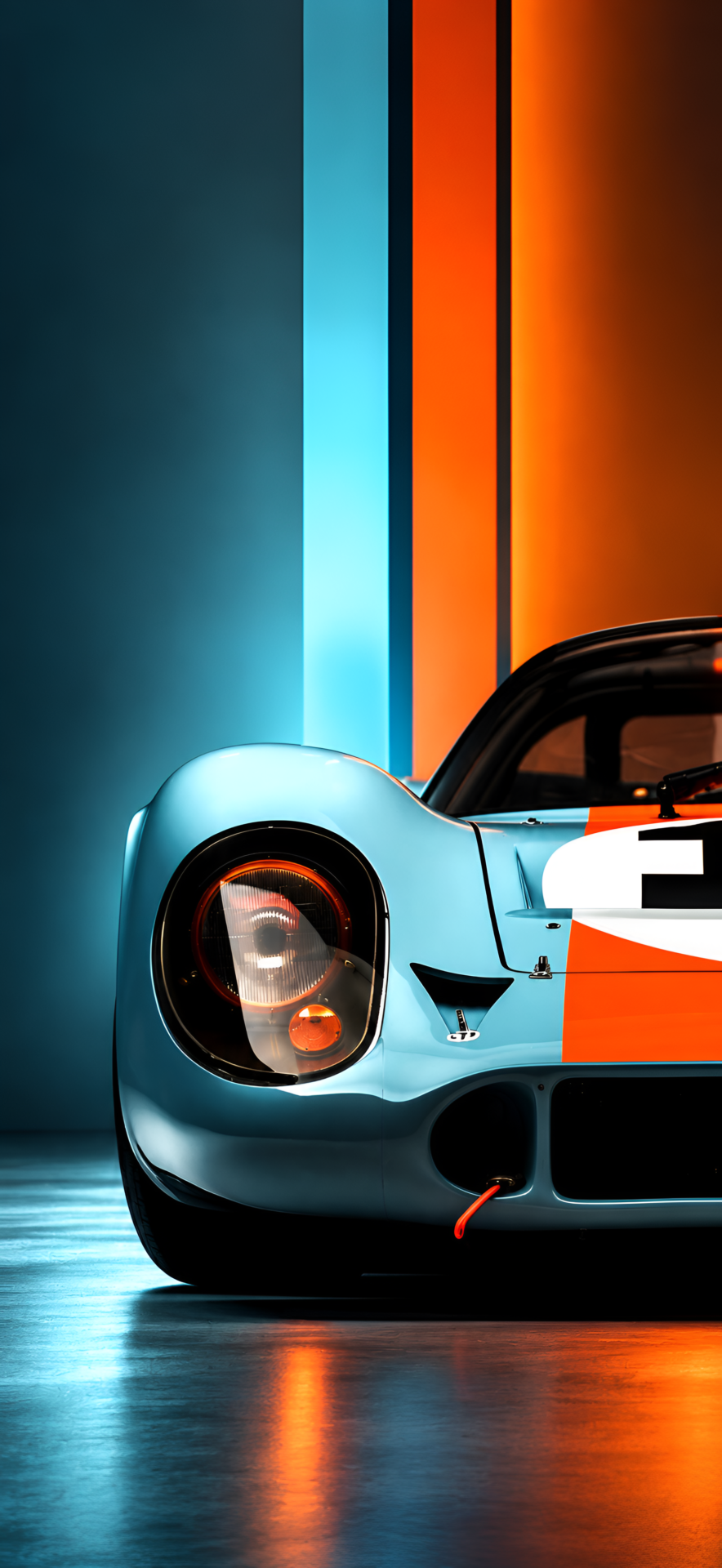 Light Blue Classic Racing Car 4K Wallpaper - pixora4k.com