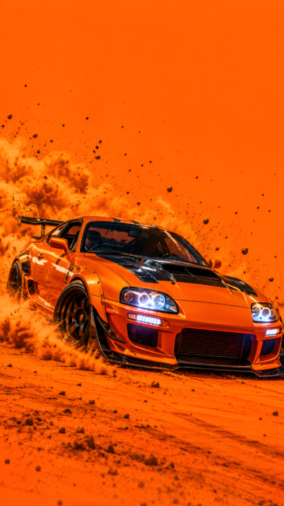 Orange Supra Desert Drift 4K Car Wallpaper 3840x2160 - Free Download