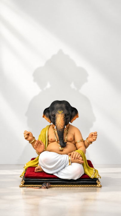 White Ganesh Shadow 4K Wallpaper – Peaceful Ganesha 3840x2160 - Free Download