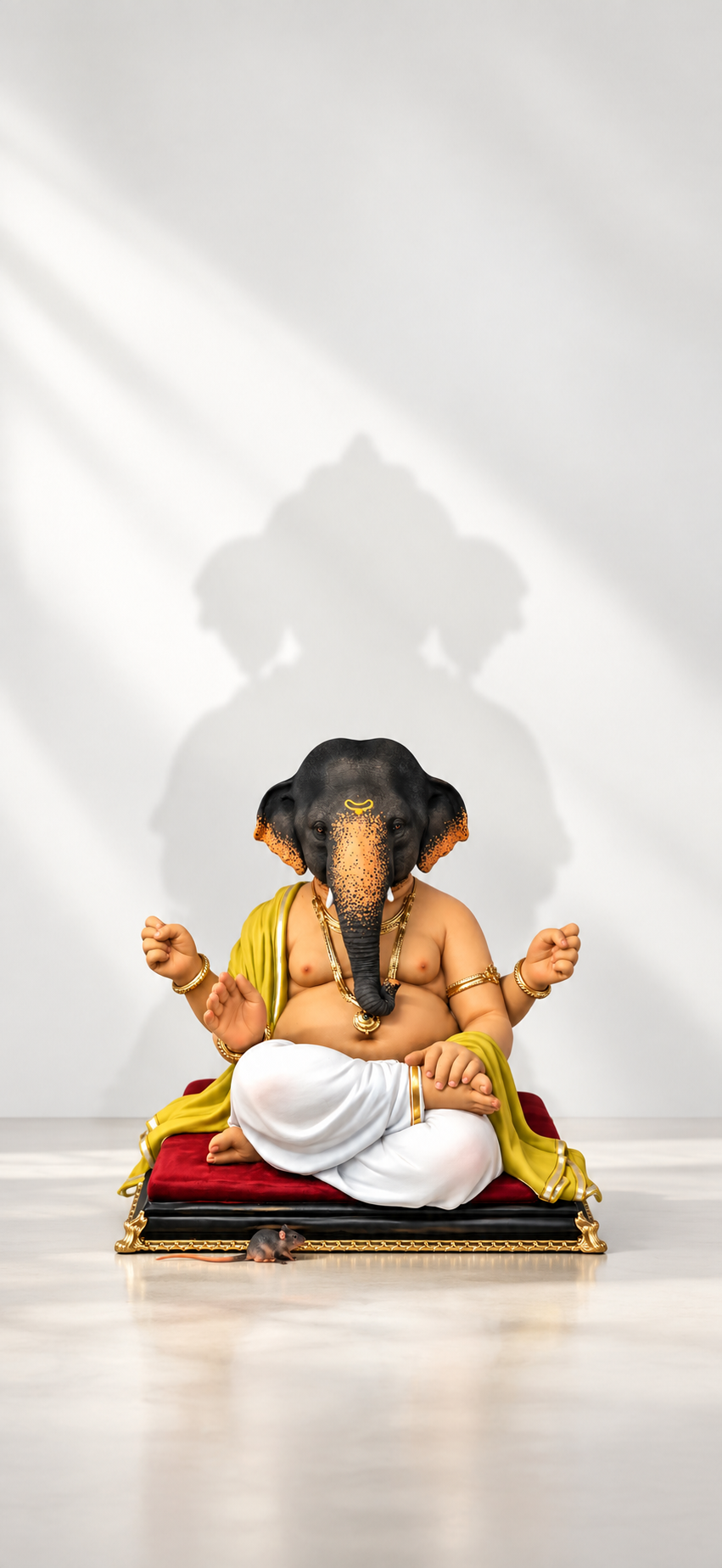 White Ganesh Shadow 4K Wallpaper – Peaceful Ganesha - pixora4k.com