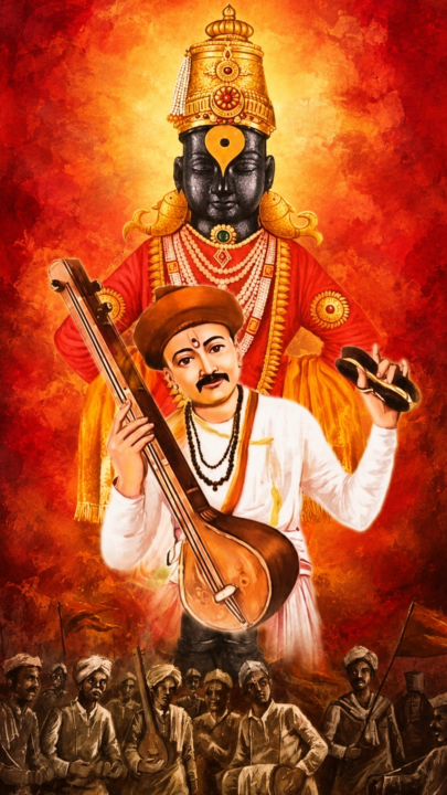 Lord Vitthal with Sant Tukaram 4K Wallpaper – Marathi Bhakti Devotional Art 3840x2160 - Free Download