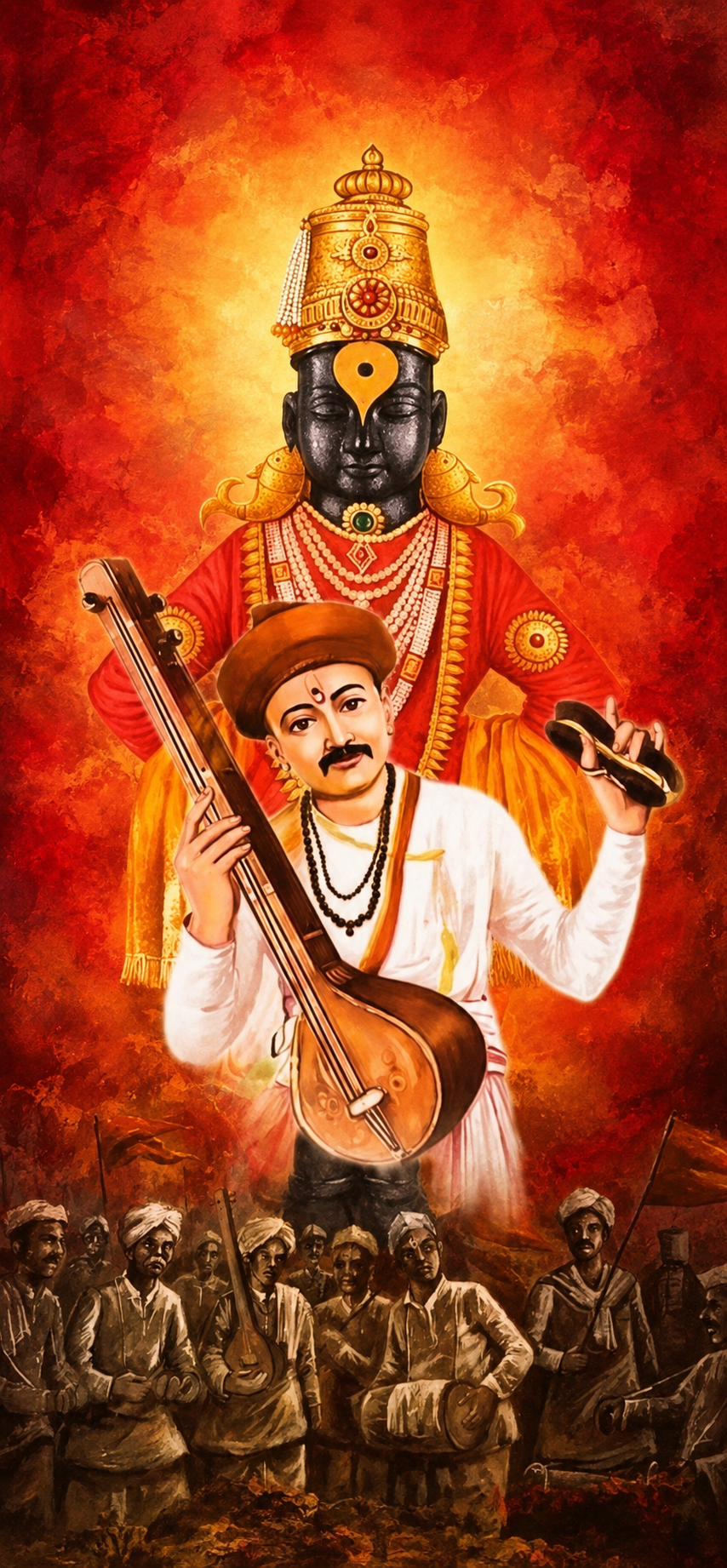 Lord Vitthal with Sant Tukaram 4K Wallpaper – Marathi Bhakti Devotional Art - pixora4k.com