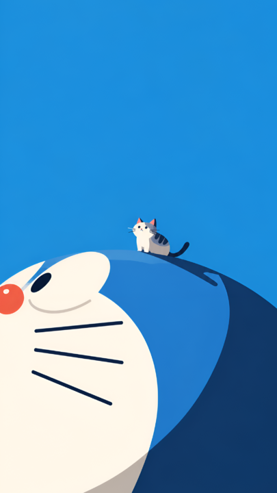 Doremon Blue Cat Minimal Anime Wallpaper 3840x2160 - Free Download