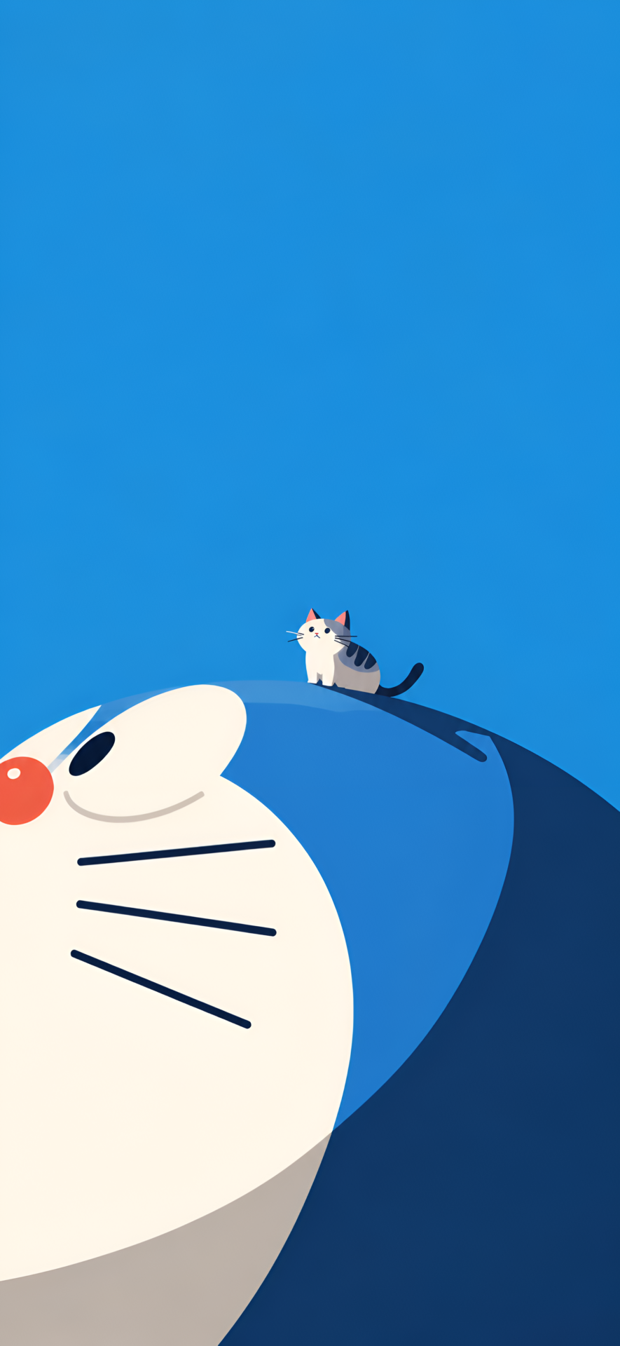Doremon Blue Cat Minimal Anime Wallpaper - pixora4k.com