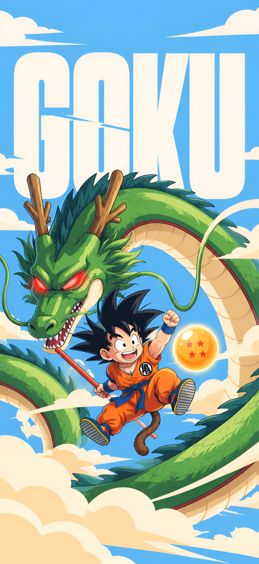 Kid Goku & Shenron Dragon Ball Wallpaper - pixora4k.com