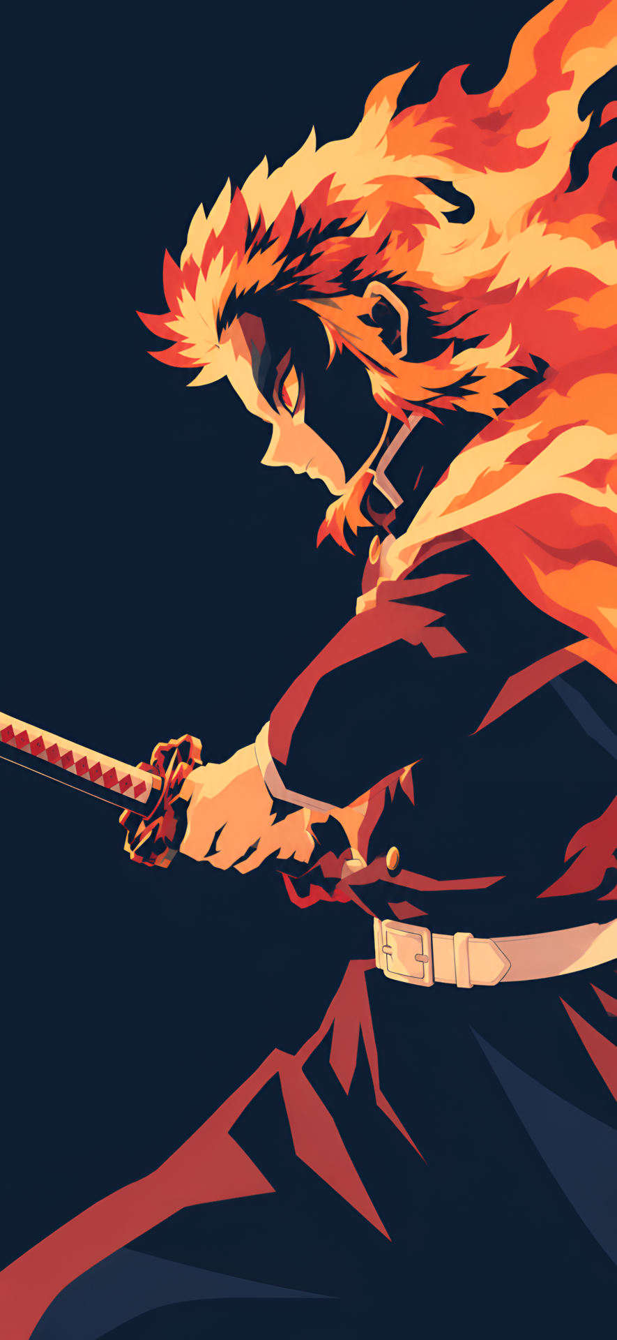 Flame Hashira Minimalist Anime 4K Wallpaper - pixora4k.com