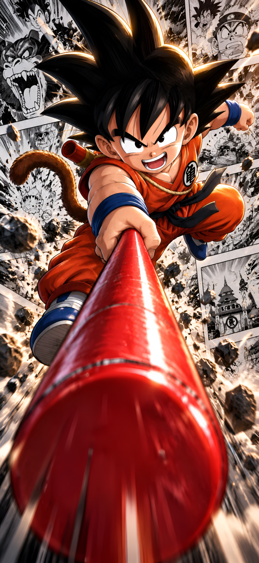 Kid Goku 4K Wallpaper – Power Pole Action - pixora4k.com