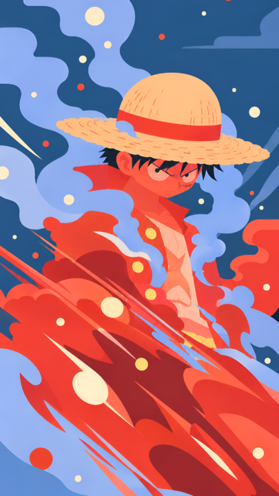 Luffy Red & Blue Artistic Anime Wallpaper 3840x2160 - Free Download