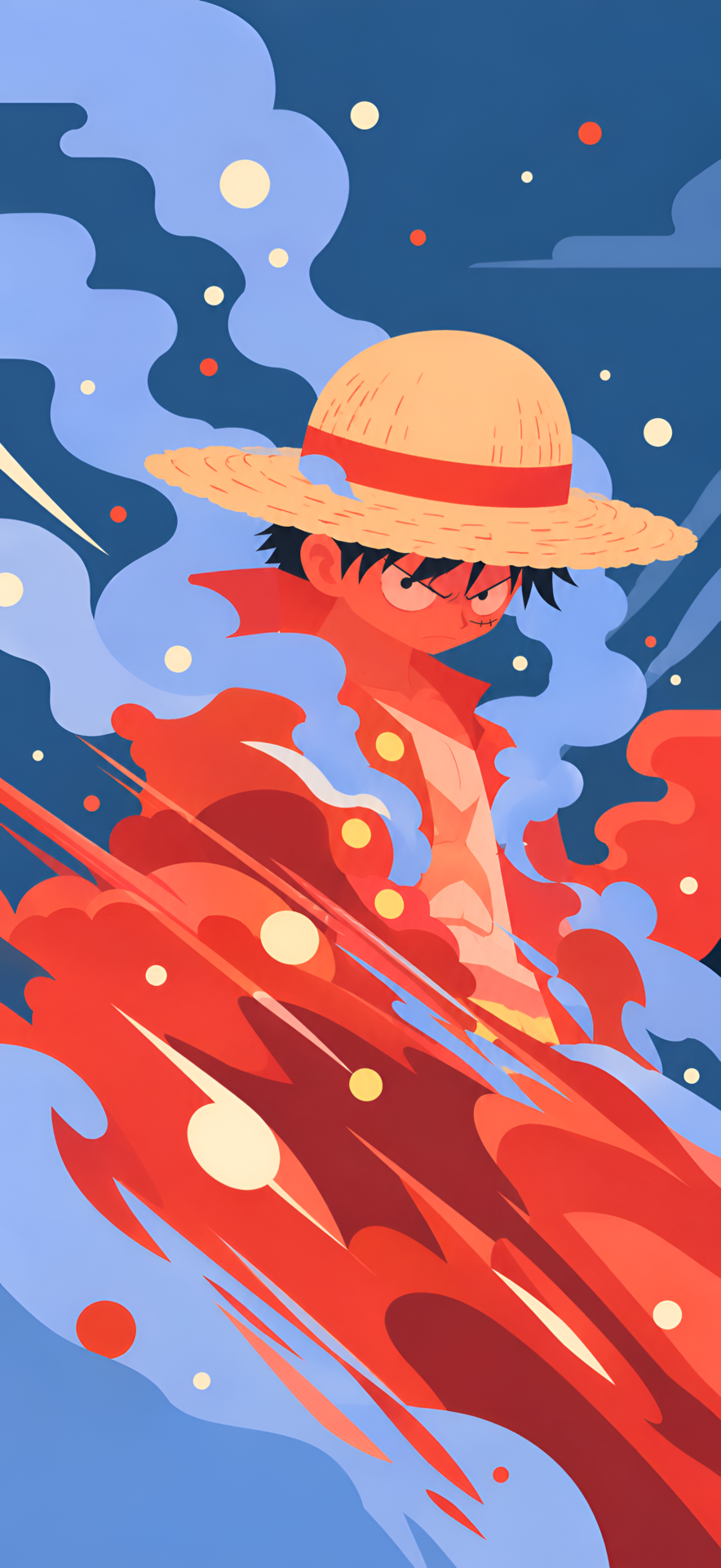 Luffy Red & Blue Artistic Anime Wallpaper - pixora4k.com