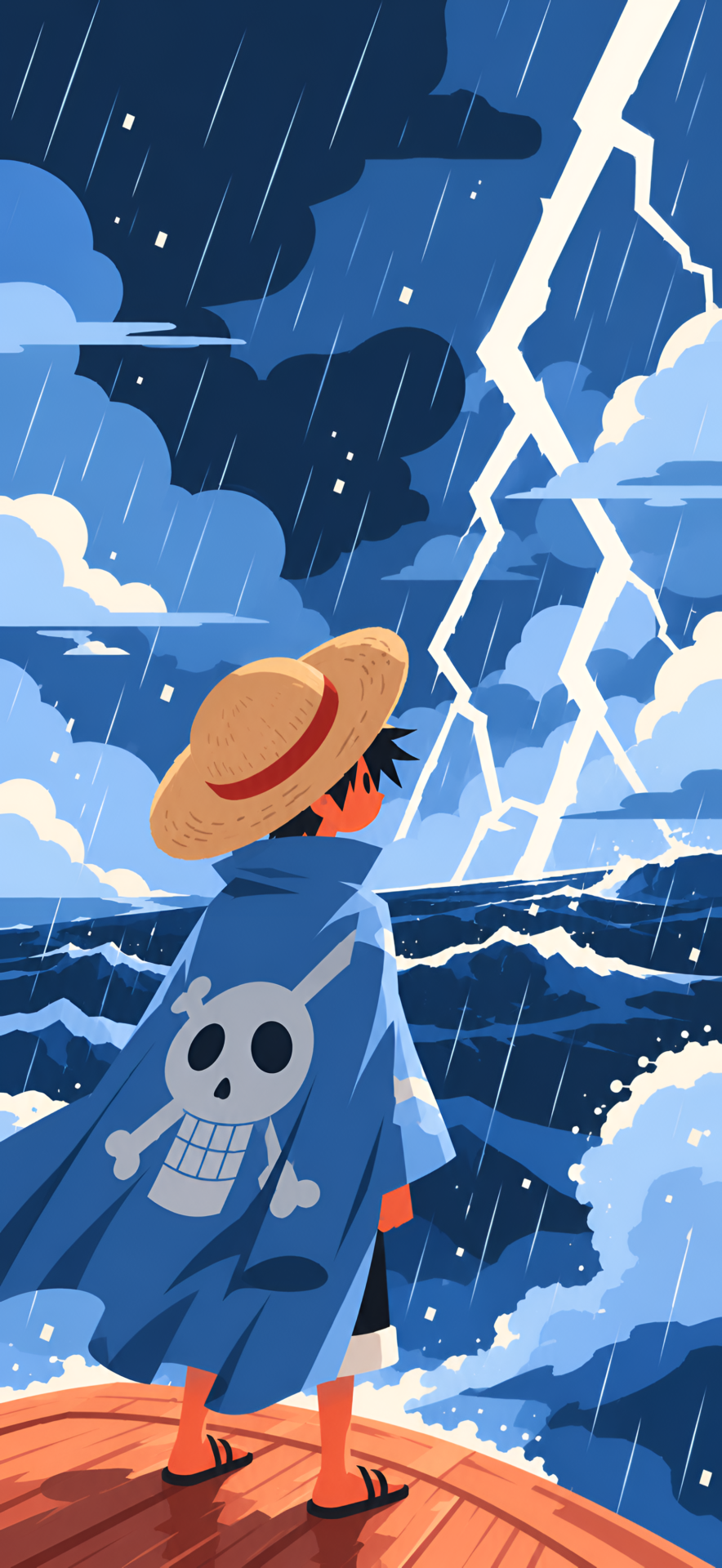 Luffy Storm Lightning Ocean Anime Wallpaper - pixora4k.com