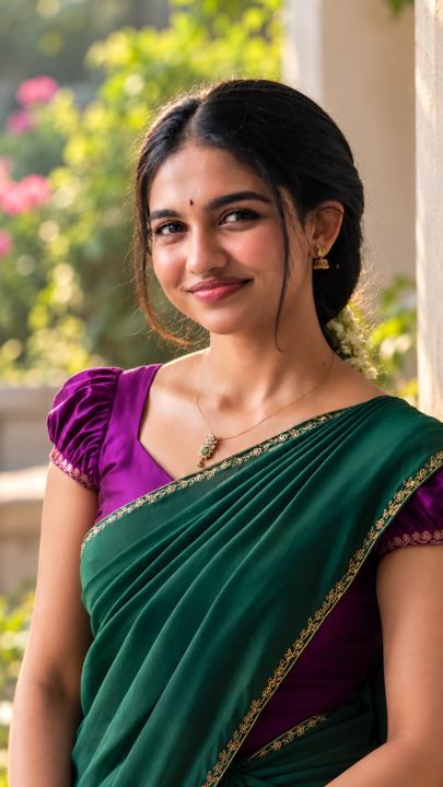 Mamitha Baiju Green Saree 4K Wallpaper 3840x2160 - Free Download