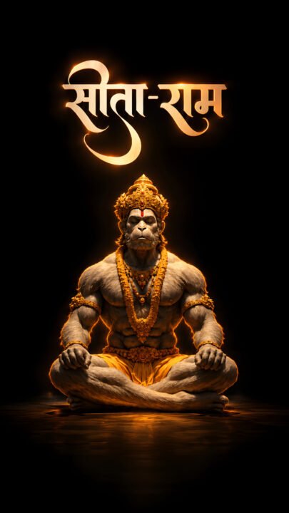 Meditating Lord Hanuman 4K Wallpaper – Sita Ram Devotional Art 3840x2160 - Free Download