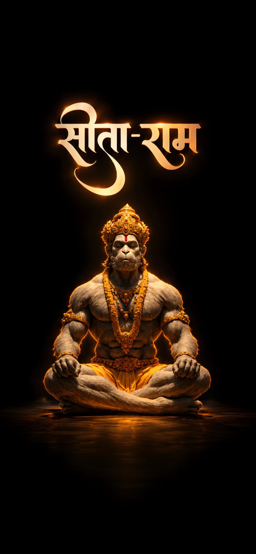 Meditating Lord Hanuman 4K Wallpaper – Sita Ram Devotional Art - pixora4k.com