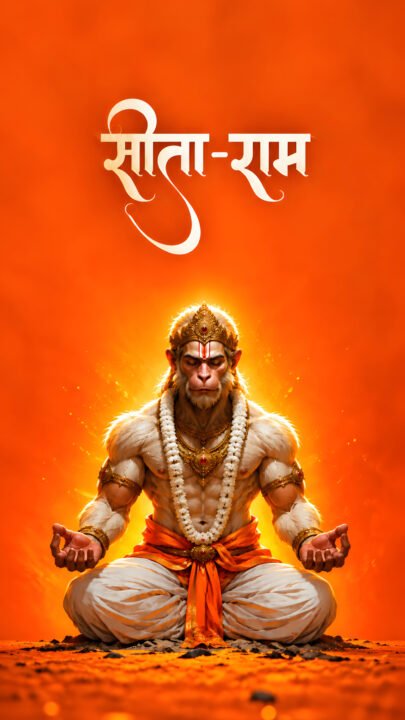 Meditating Lord Hanuman 4K Wallpaper – Sita Ram Devotional Art 3840x2160 - Free Download