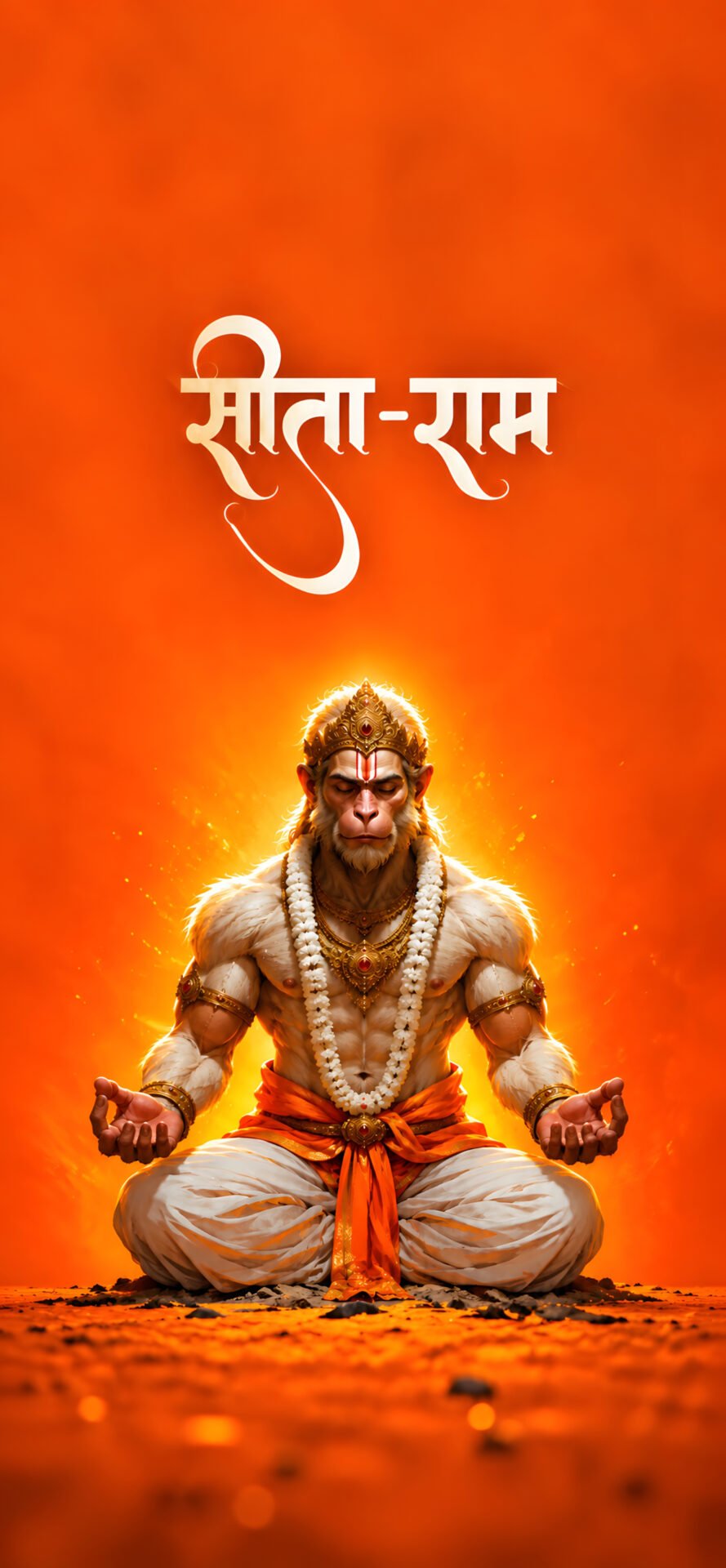 Meditating Lord Hanuman 4K Wallpaper – Sita Ram Devotional Art - pixora4k.com