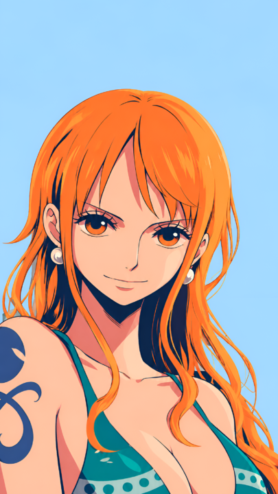 Nami Anime Wallpaper 4K | Orange Hair Blue Background 3840x2160 - Free Download