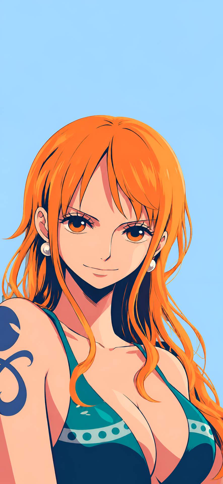 Nami Anime Wallpaper 4K | Orange Hair Blue Background - pixora4k.com
