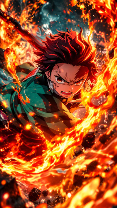 Tanjiro Fire Breathing 4K Anime Wallpaper 3840x2160 - Free Download