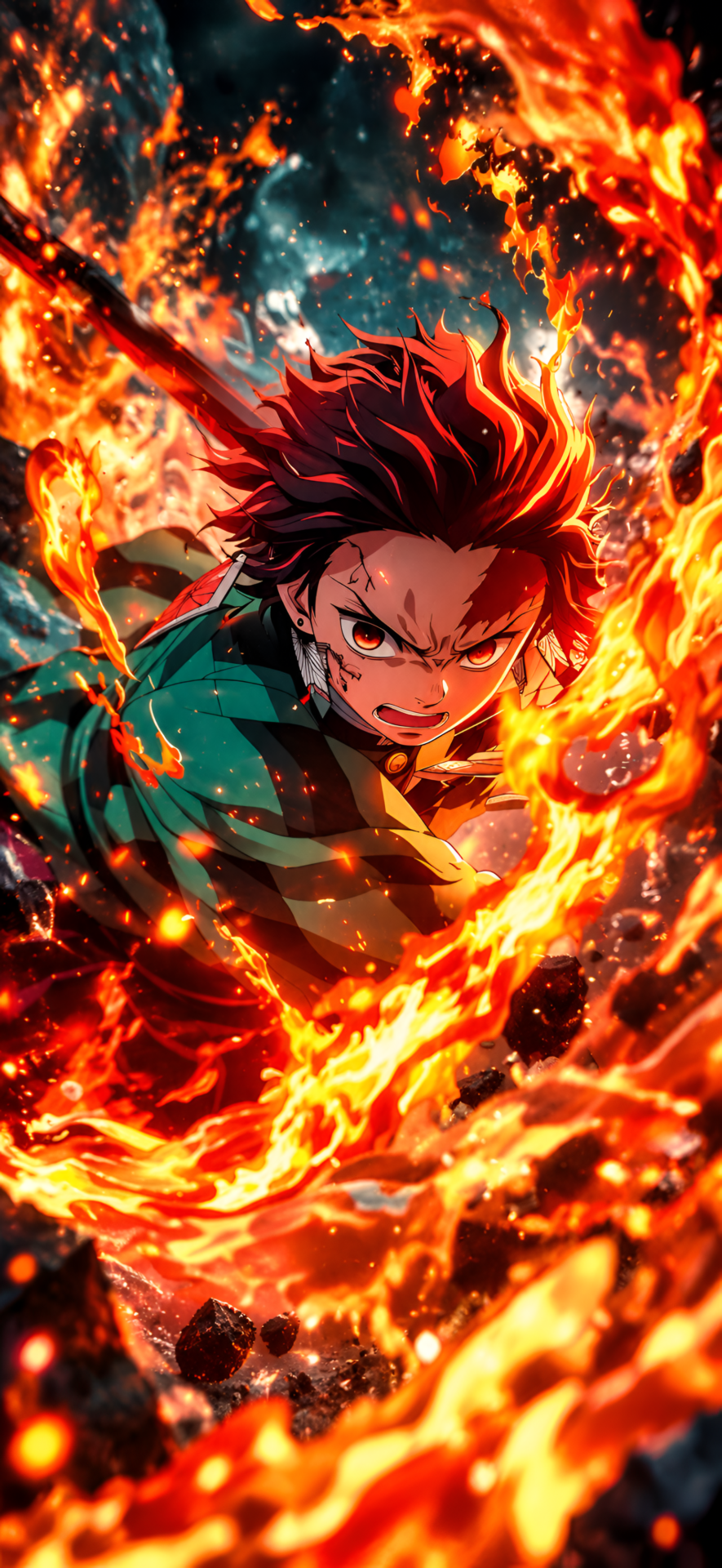 Tanjiro Fire Breathing 4K Anime Wallpaper - pixora4k.com