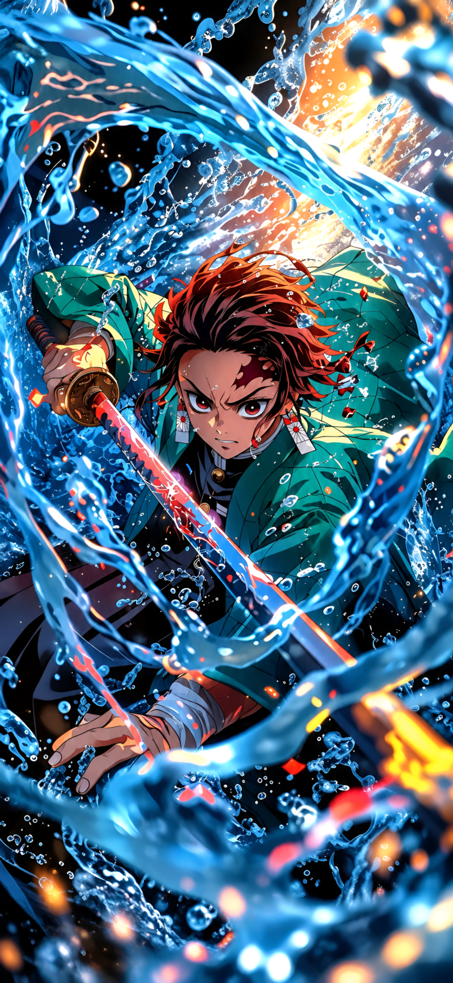 Tanjiro Water Breathing 4K Anime Wallpaper - pixora4k.com