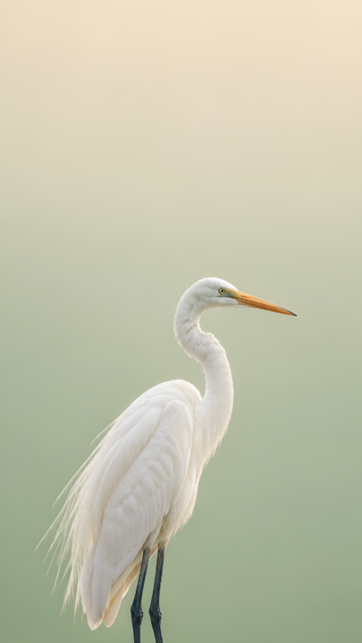 White Egret Bird 4K Minimalist Wallpaper 3840x2160 - Free Download